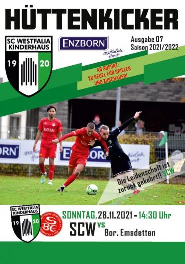 Mannschaftsfotografie und Spielbericht des Fußballvereins SC Westfalia Kinderhaus, der sich gegen den Verein Bor. Emsdetten vorbereitet.