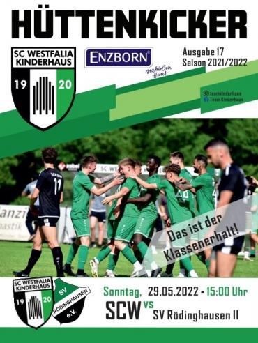 Ein Magazin-Cover für einen Fußballclub, das ein Spiel zwischen zwei Mannschaften und mehrere spielende Fußballspieler zeigt.