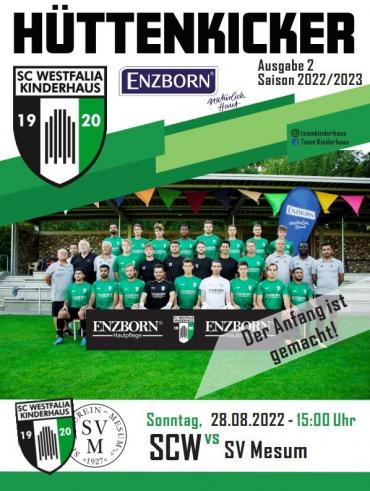 Ein Flyer für ein Jugendfußballspiel zwischen SC Westfalia Kinderhaus und SV Mesum.