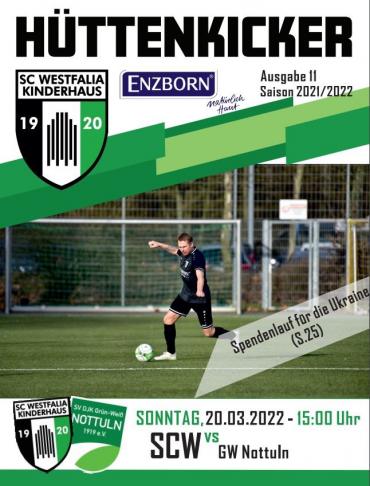Sport-Poster für einen Fußball-Event und einen Spendenlauf zugunsten der Ukraine, das ein Spiel zwischen SC Westfalia Kinderhaus und GW Nottuln bewirb