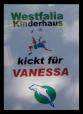Plakat des Westfalia Kinderhauses für eine Spendenaktion mit einem springenden Motiv und einem Delfin.